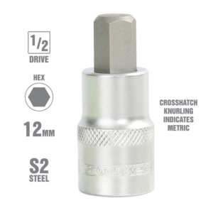 SOCKET HEX BIT 12MM X 3/8"DR
