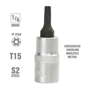 SOCKET TORX TAMP T15 X 1/4DR